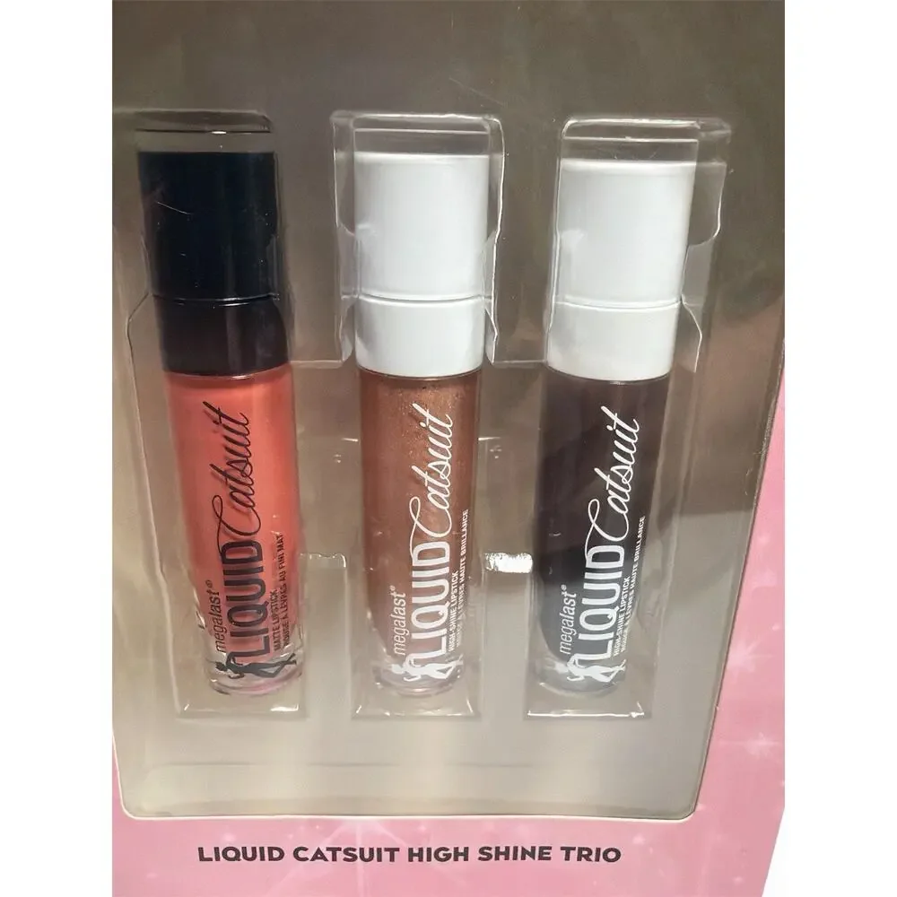 Wet N Wild Liquid Catsuit High Shine 3 Lip Color Trio Gift Set Lipstick NEW!